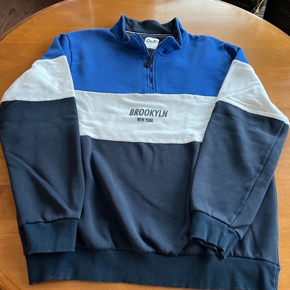 NWOT:  DENIM & Flower: 1/4 zip Men's Colour Block Sweatshirt - Picture 6 of 7